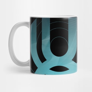 Blue geometric spaceship abstract Mug